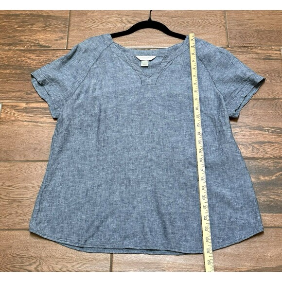 Christopher & Banks Demin Look Linen Blend Blouse Lightweight Sz Large - Picture 3 of 5